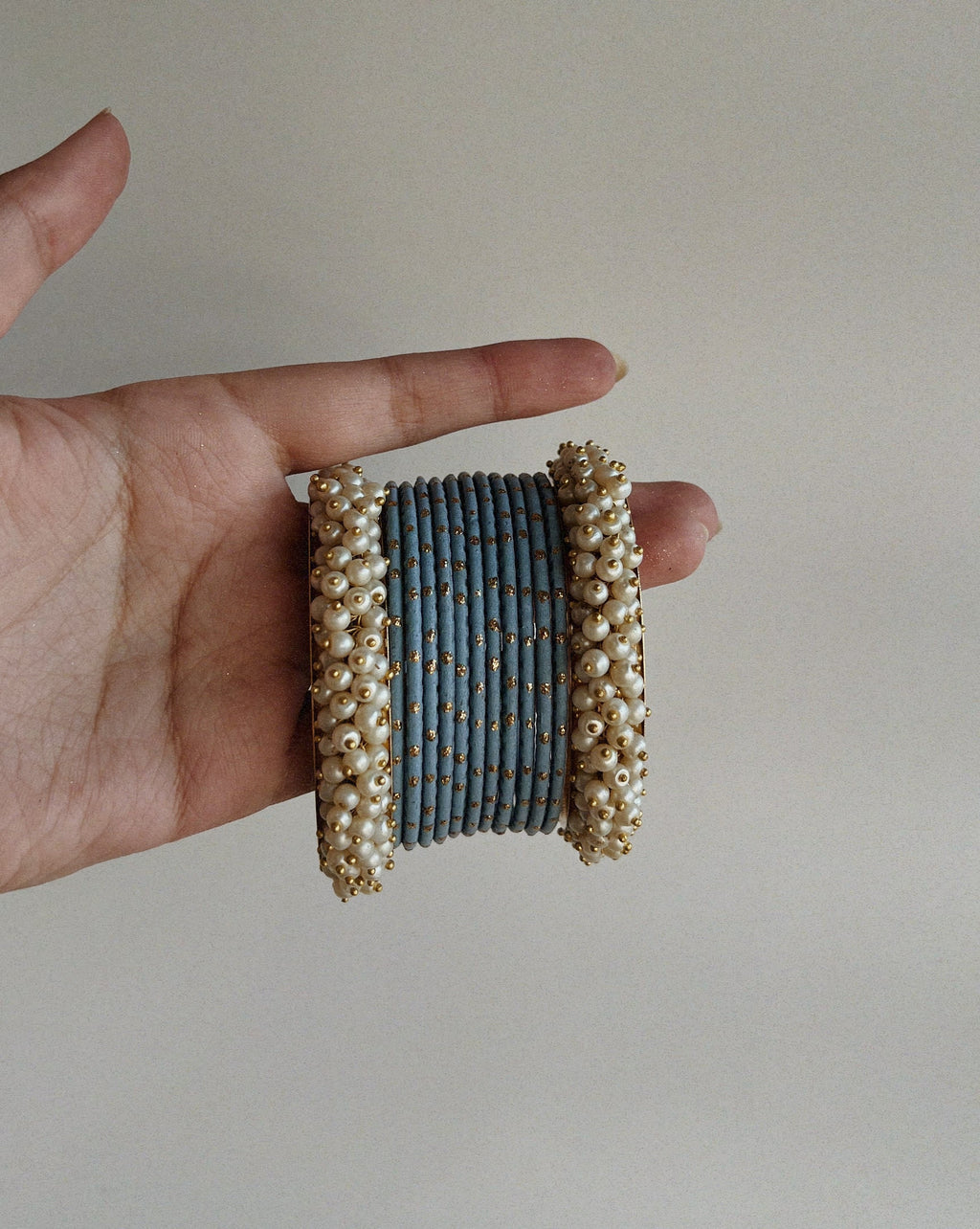 Dust Blue Metal Bangles