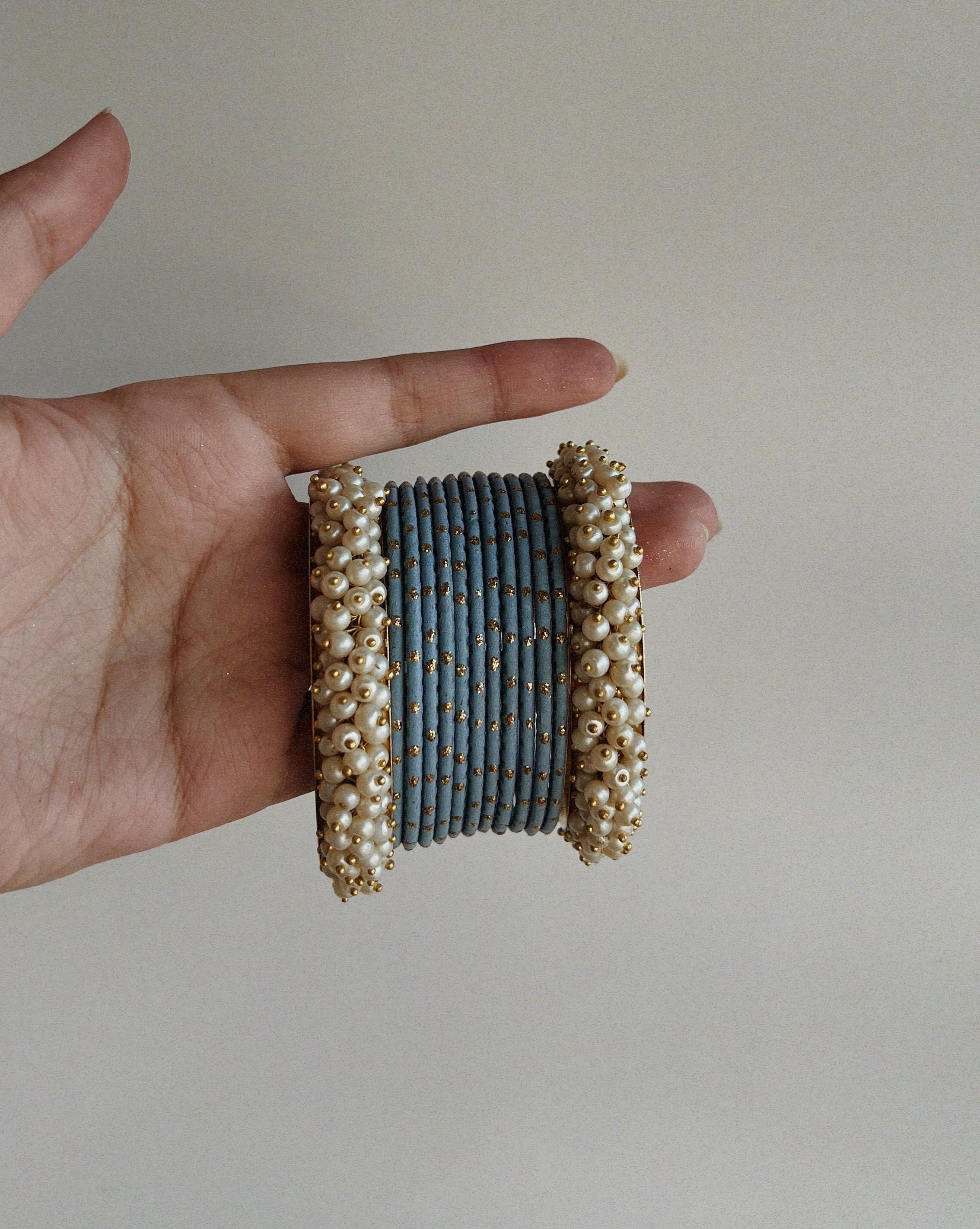 Dust Blue Metal Bangles
