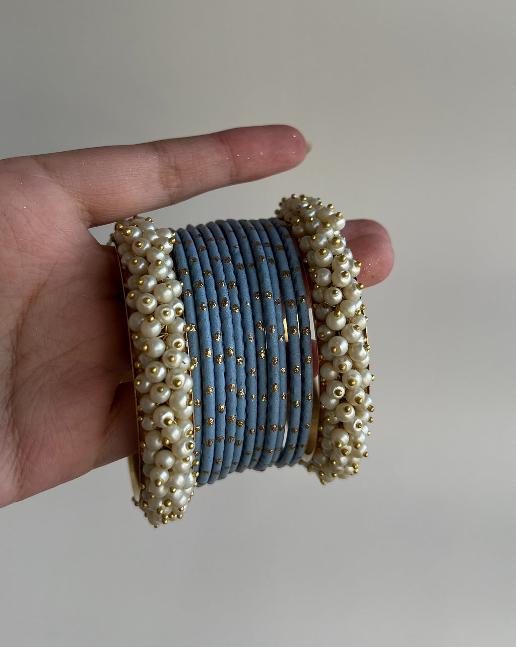 Dust Blue Metal Bangles
