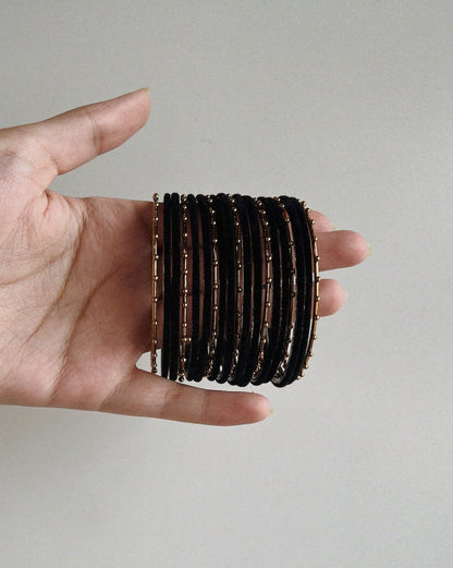 Siyah Velvet Bangles Set