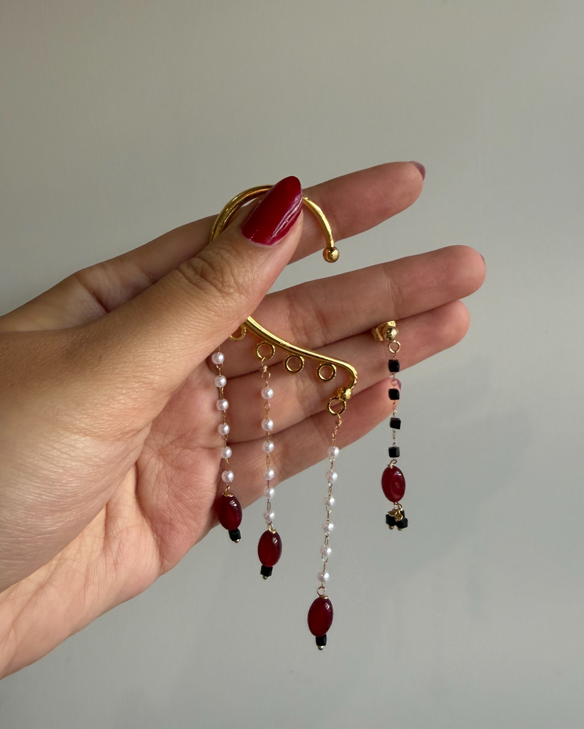 Wine Ear Cuff Pair