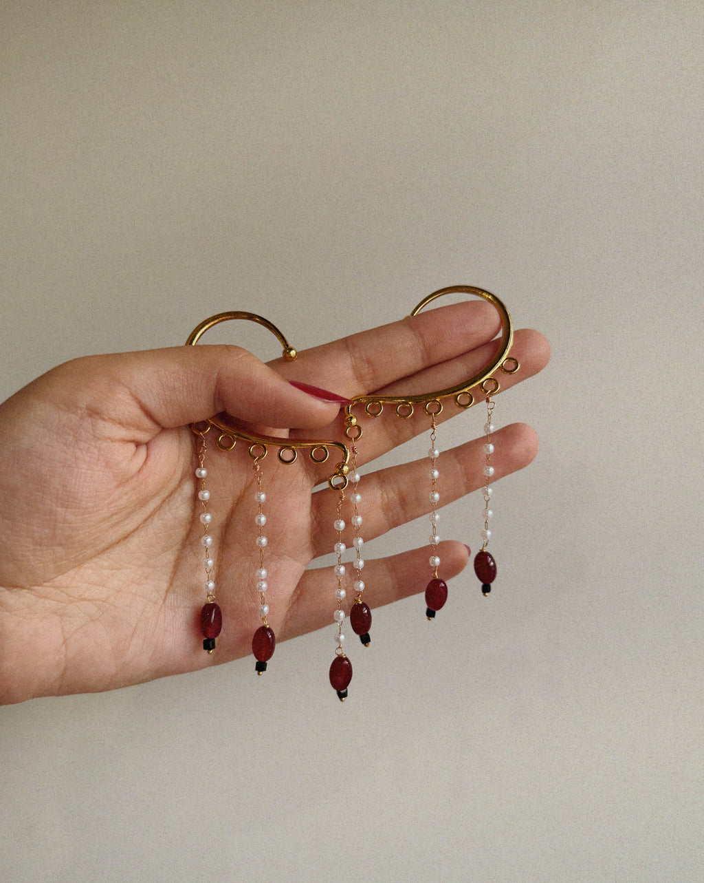 Wine Ear Cuff Pair